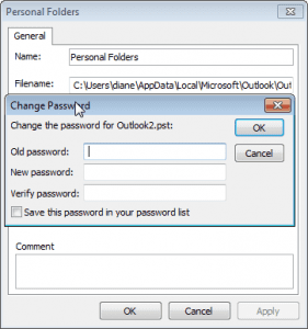 Password protect an Outlook pst file