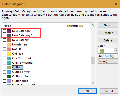 add categories to the registry
