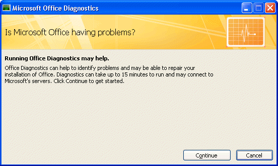 Use Office diagnostics to fix some problems