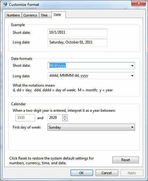 Change Windows Long Date format