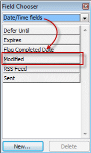 Choose the modified date in the field chooser dialog