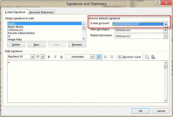 Assign a signature to each email account