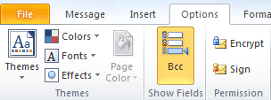 BCC options dialog