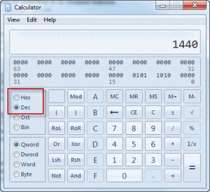 Calculate hex values