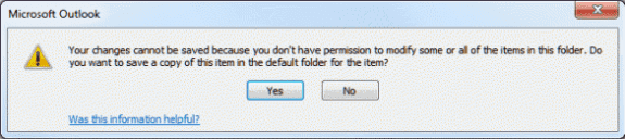 Changes can't be saved warning dialog