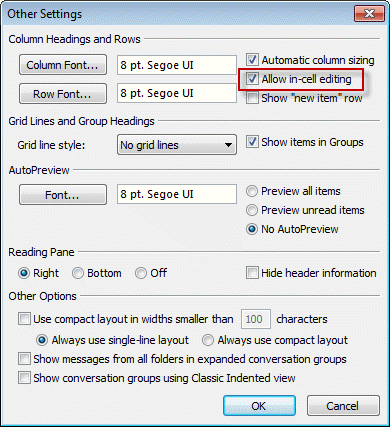 Enable In-Cell editing