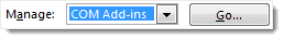 Click the Go button to disable com addins