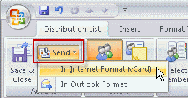 Send the Contact group (DL) in internet format