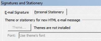 Stationery and Fonts dialog