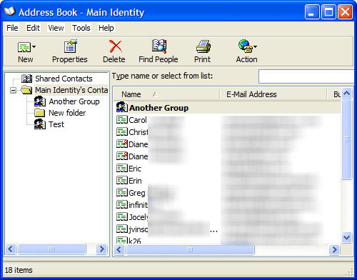 Save or export contacts in the windows address book