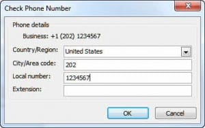 Check phone numbers dialog