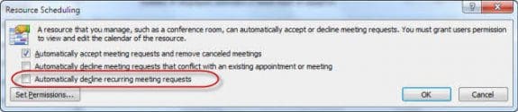 Automatically decline recurring appointments