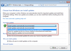 Windows 7 - configure updates