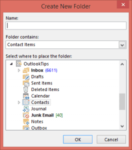 Create new folder dialog