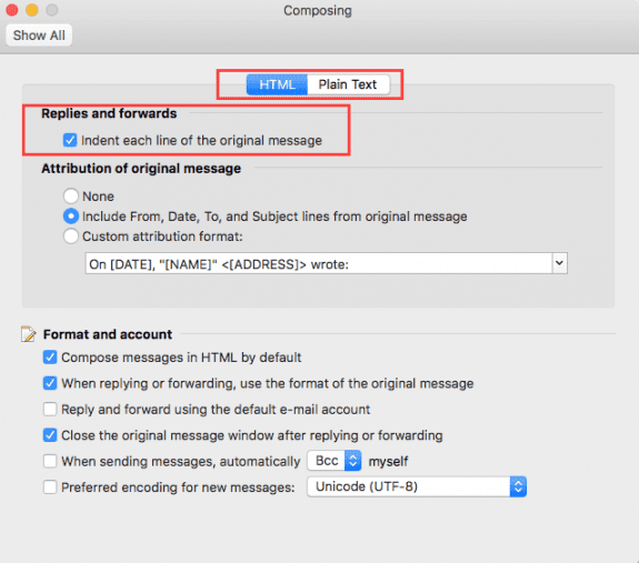 Compose Options on a Mac