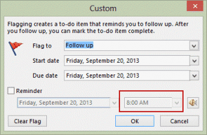 The Quick Click Setting determines the Custom defaults