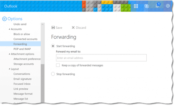 configure forwarding mailbox in outlook on the web