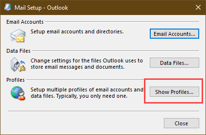 Outlook Mail setup dialog