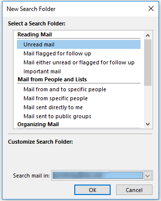 create a new search folder