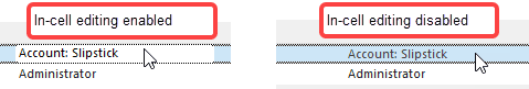 in-cell editing enabled or disabled