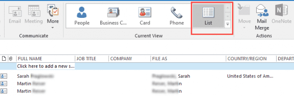 use a list view in outlook