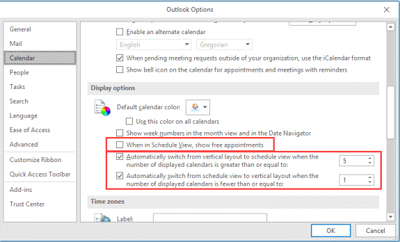 enable or disable schedule view