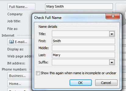 Check name dialog in Outlook
