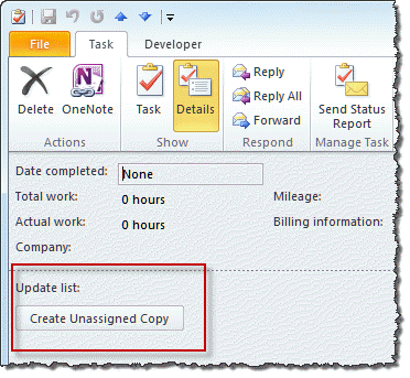 Create an unassigned copy of an assigned task