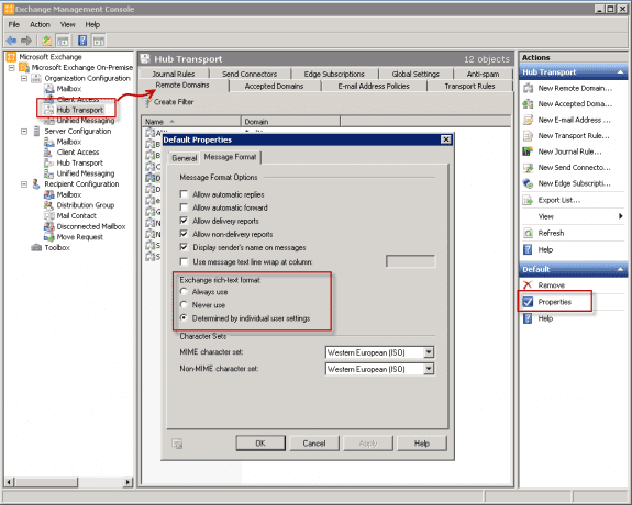 Customize Remote domains in the Exchange Management Console