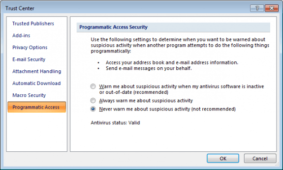 Edit the programmatic access settings