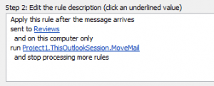 Use a run a script rule to move mail cc'd to someone