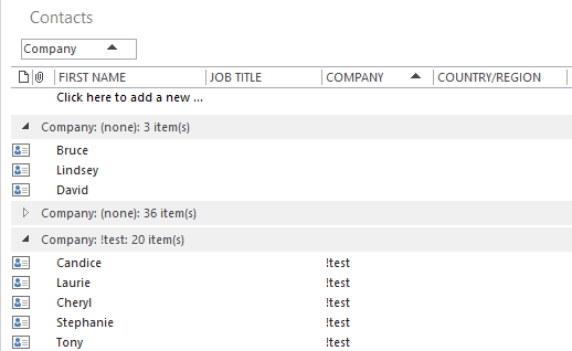 drag contacts to a new group, then to the none group