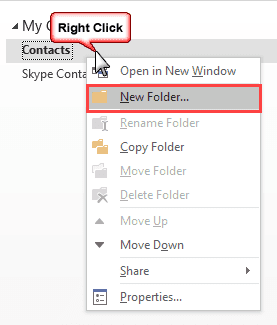 right click on a folder, choose new folder