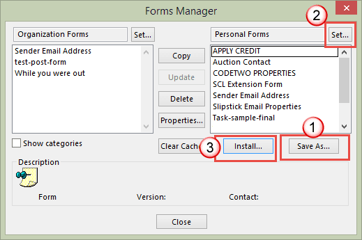 Save and install forms