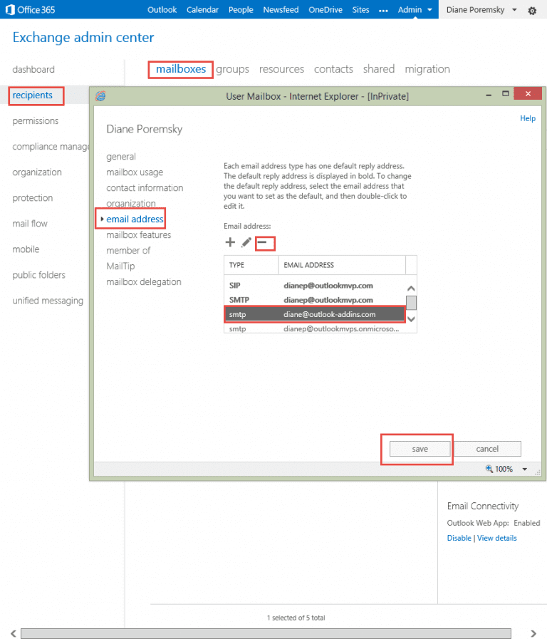 office 365 exchange send as alias