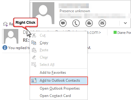 right click options