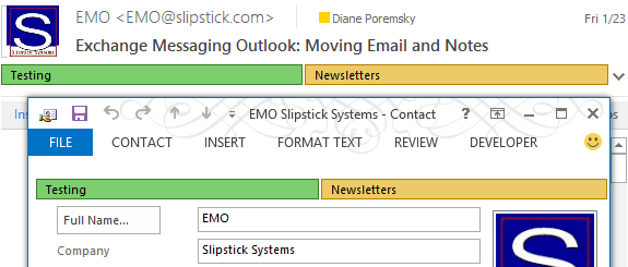Add Contact Categories to incoming messages