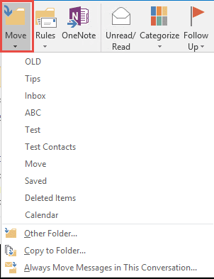use the move to folder command