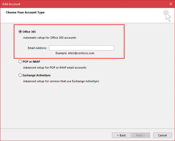 New manually add account dialog