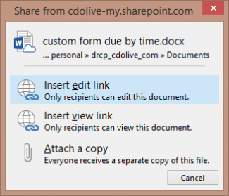 attachment options in Outlook 2016