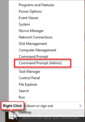 right click and choose Command Prompt (Admin)