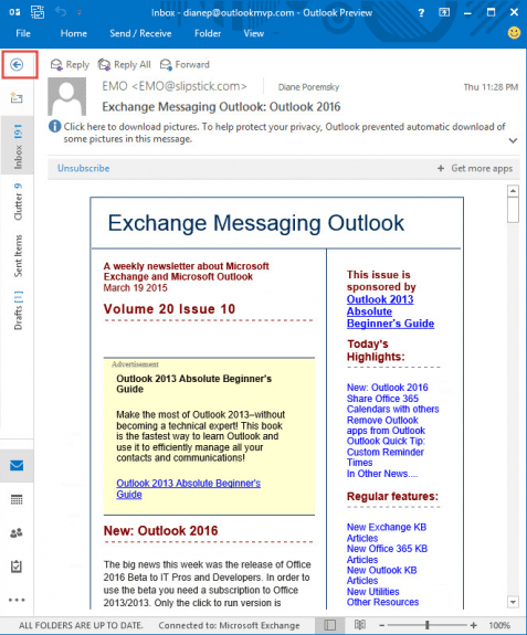 Outlook on a small screen