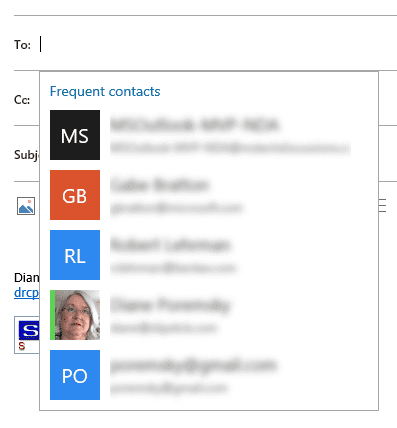 frequent contacts show as soon as you click in the to field
