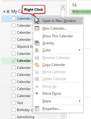 open calendar in new windows