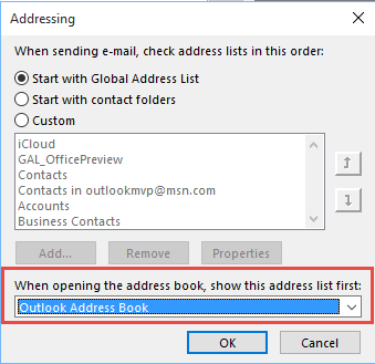 Address book Options