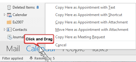 drag messages to create appointments