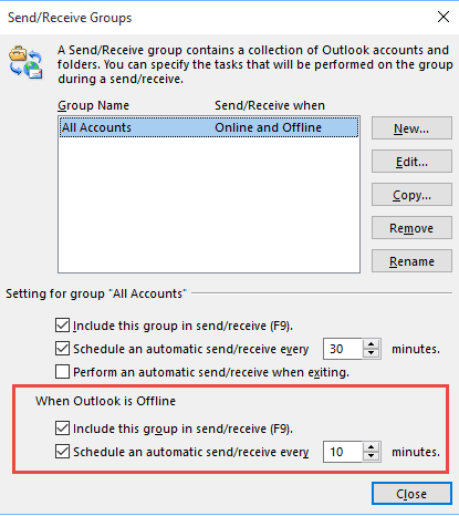 Configuring a Manual Send and Receive in Outlook | Slipstick Systems