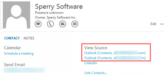 Outlook Contact cards view source