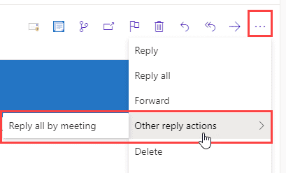 reply with meeting in outlook.com