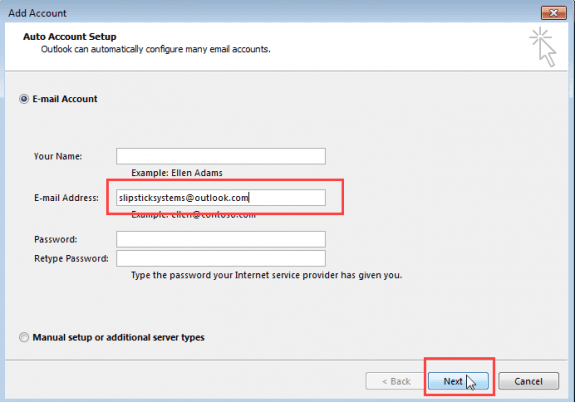 the dialog in outlook 2013